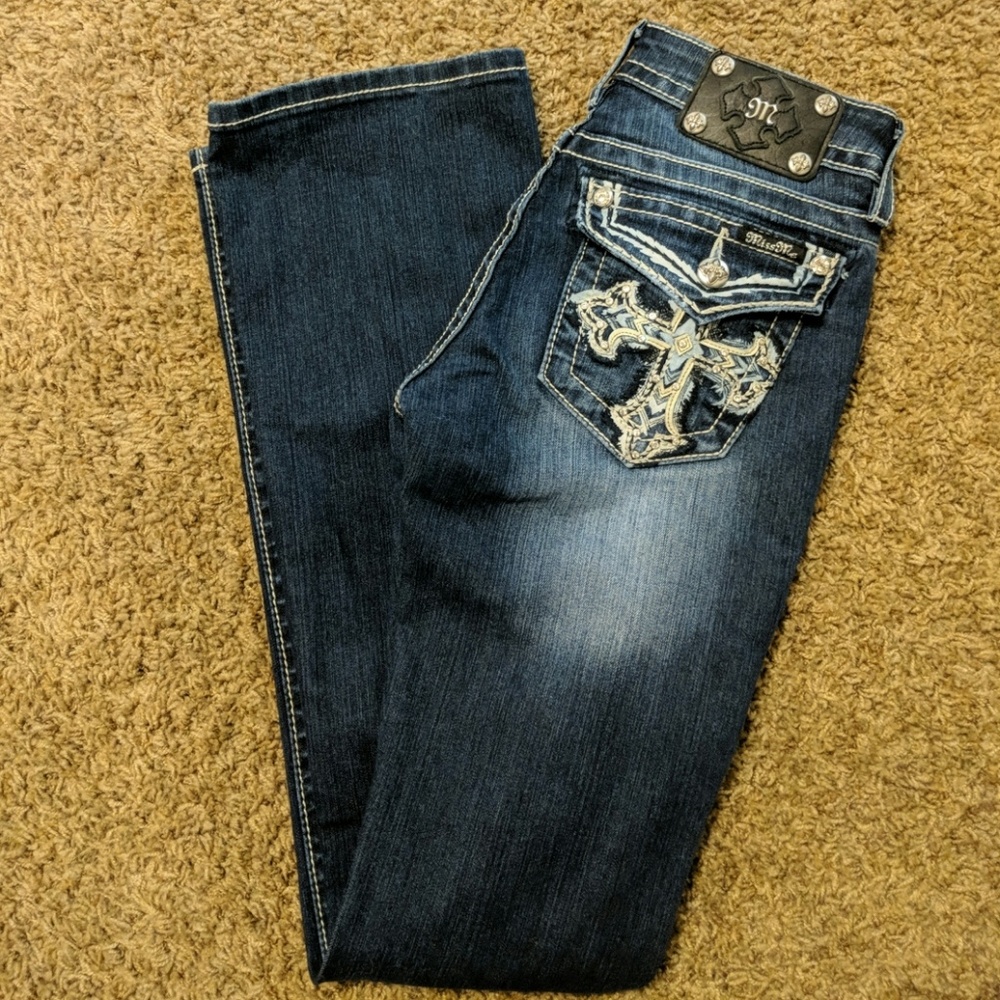 MISS ME Signature Boot Rhinestone Embellished Jean